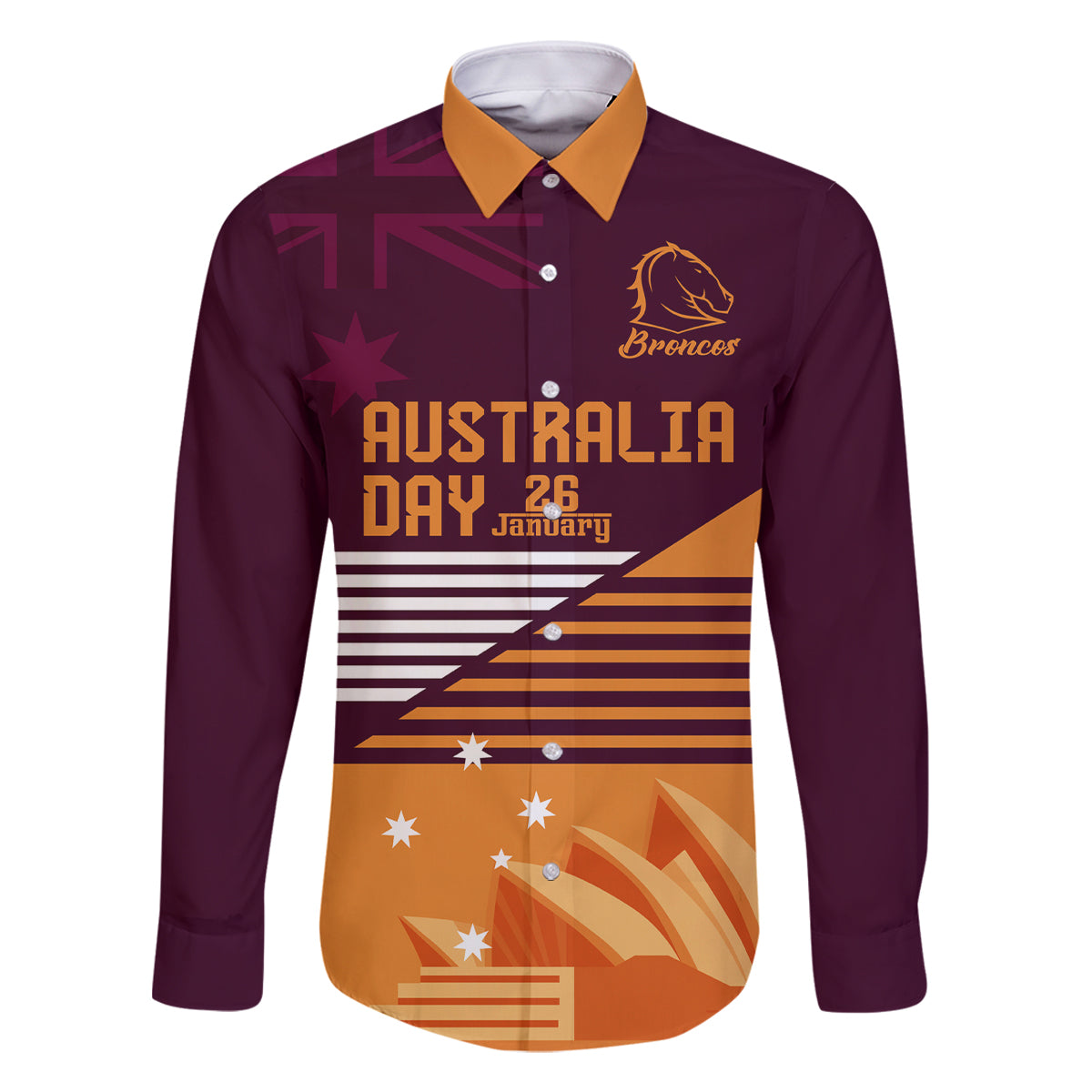 NRL Broncos Australia Day Custom Family Matching Long Sleeve Bodycon Dress and Hawaiian Shirt Sydney Opera House Style