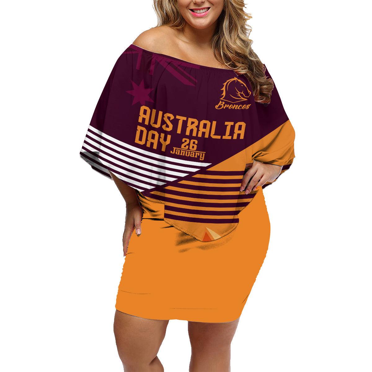 NRL Broncos Australia Day Custom Family Matching Off Shoulder Short Dress and Hawaiian Shirt Sydney Opera House Style