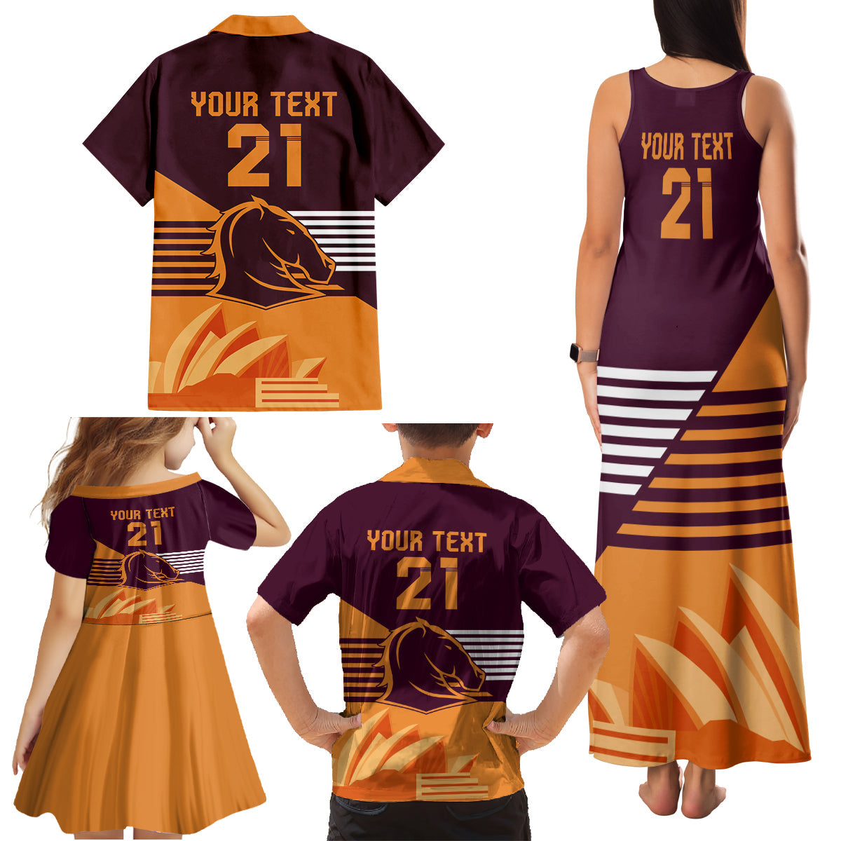 NRL Broncos Australia Day Custom Family Matching Tank Maxi Dress and Hawaiian Shirt Sydney Opera House Style