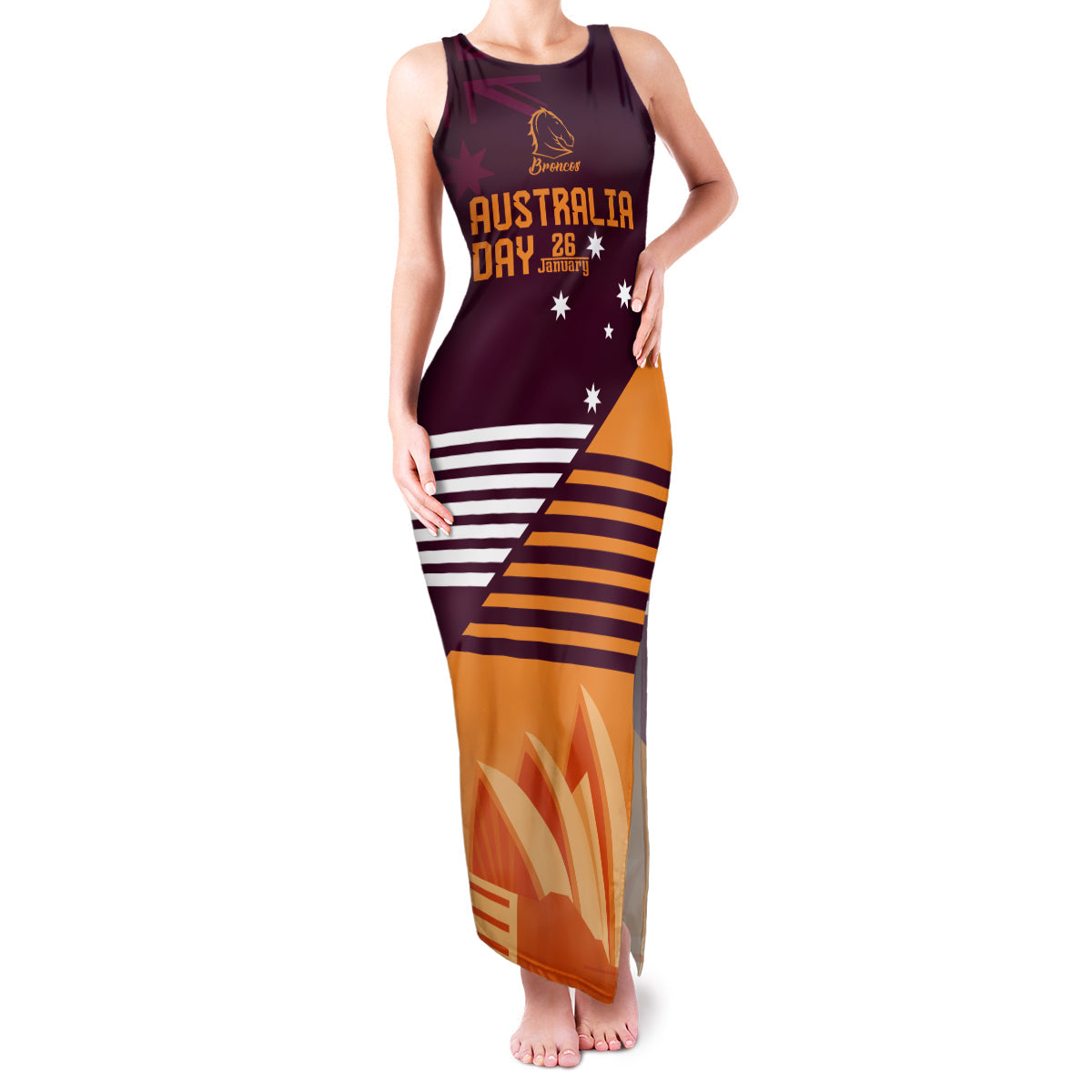 NRL Broncos Australia Day Custom Family Matching Tank Maxi Dress and Hawaiian Shirt Sydney Opera House Style