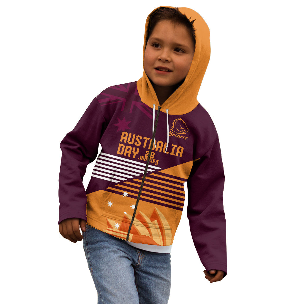 NRL Broncos Australia Day Custom Kid Hoodie Sydney Opera House Style