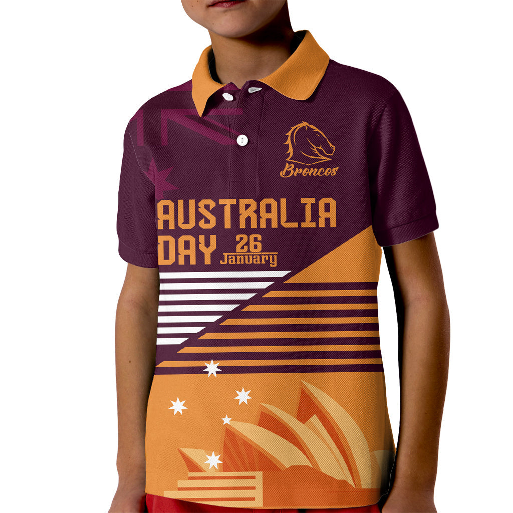 NRL Broncos Australia Day Custom Kid Polo Shirt Sydney Opera House Style