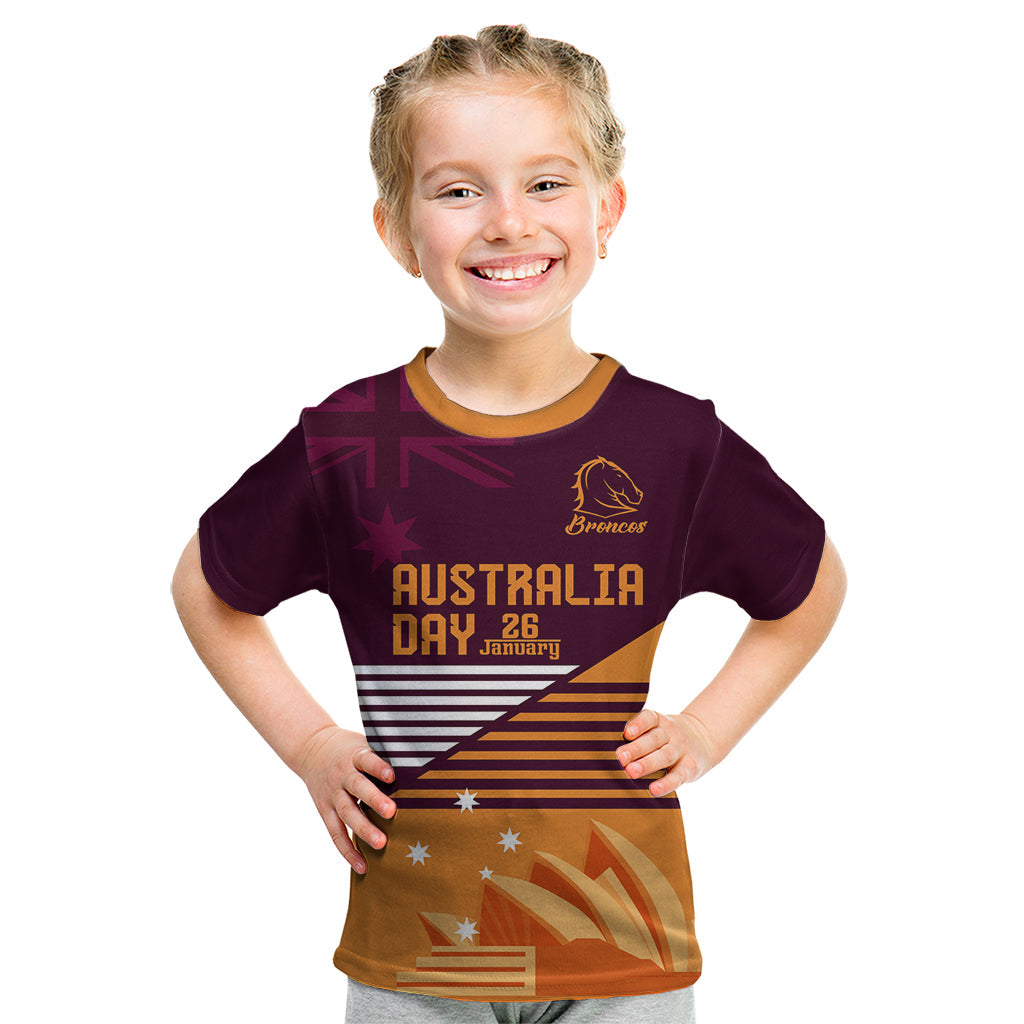 NRL Broncos Australia Day Custom Kid T Shirt Sydney Opera House Style