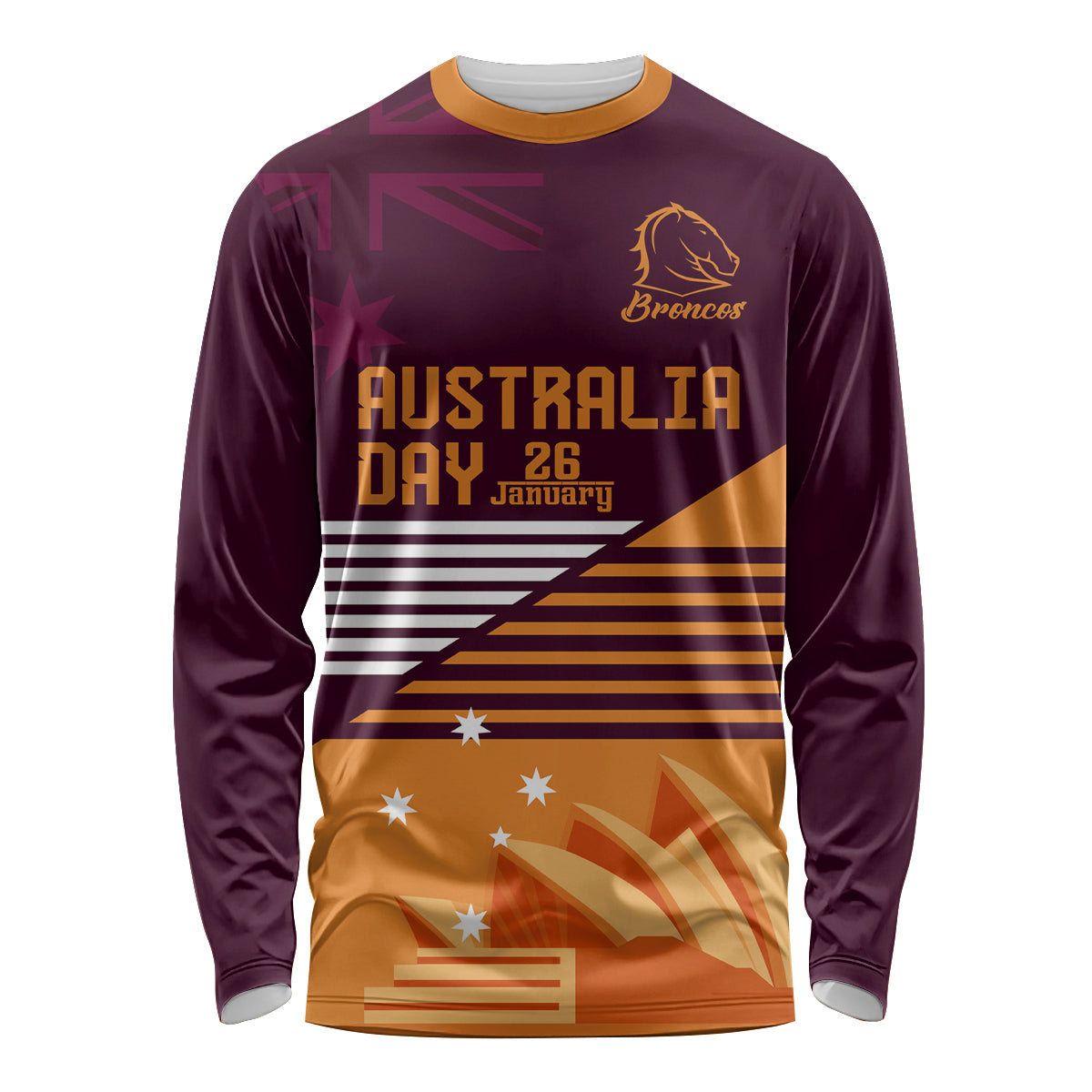 NRL Broncos Australia Day Custom Long Sleeve Shirt Sydney Opera House Style