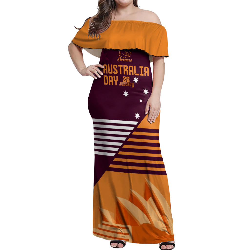 NRL Broncos Australia Day Custom Off Shoulder Maxi Dress Sydney Opera House Style