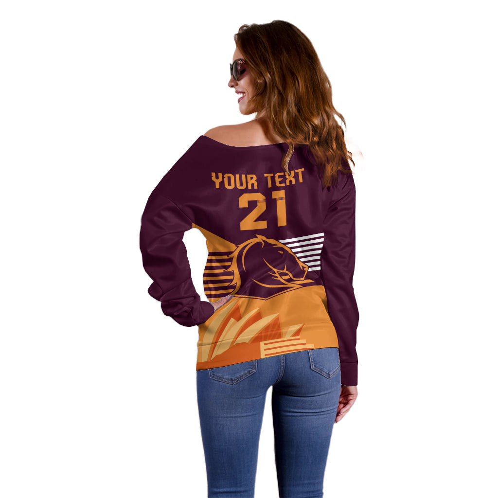 NRL Broncos Australia Day Custom Off Shoulder Sweater Sydney Opera House Style