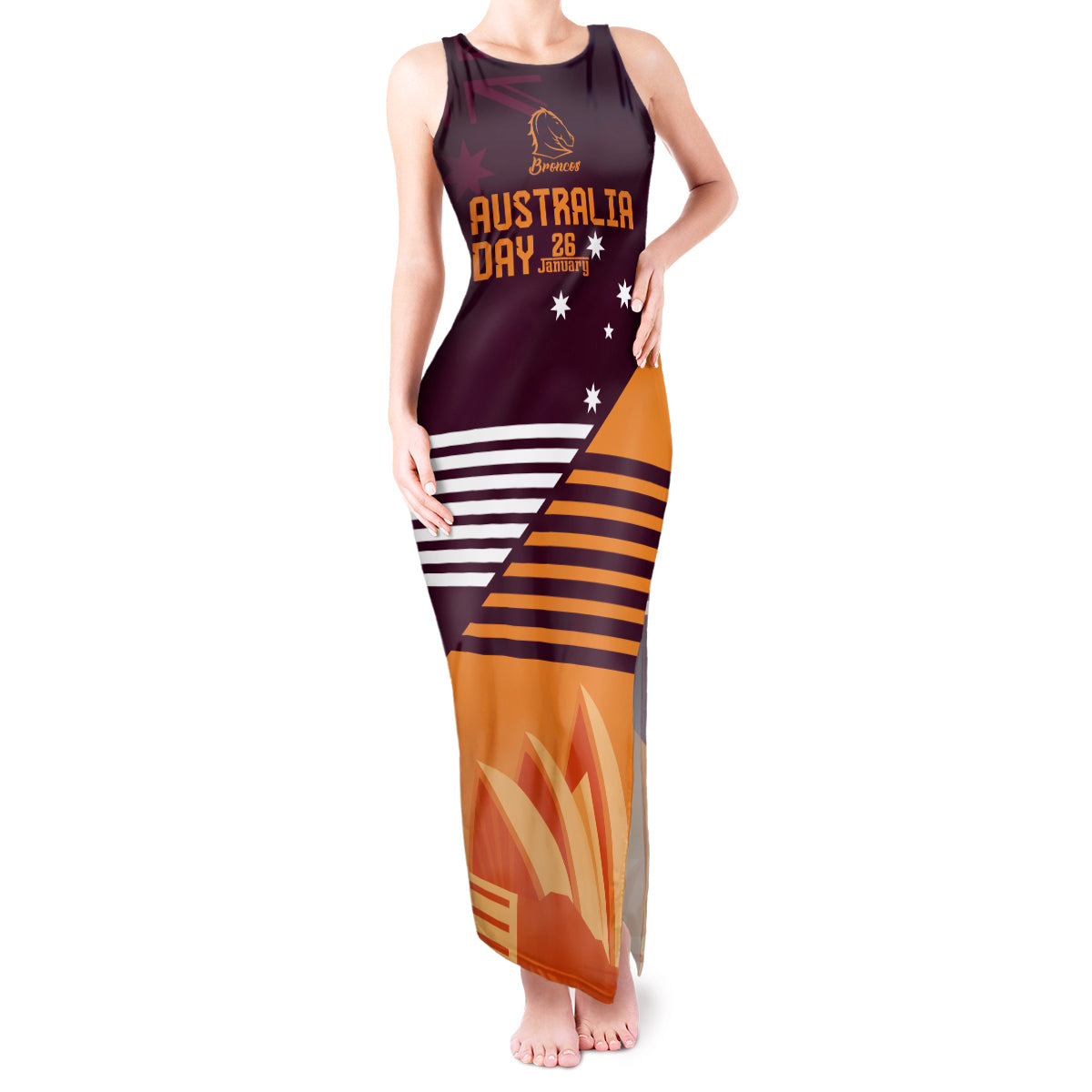 NRL Broncos Australia Day Custom Tank Maxi Dress Sydney Opera House Style