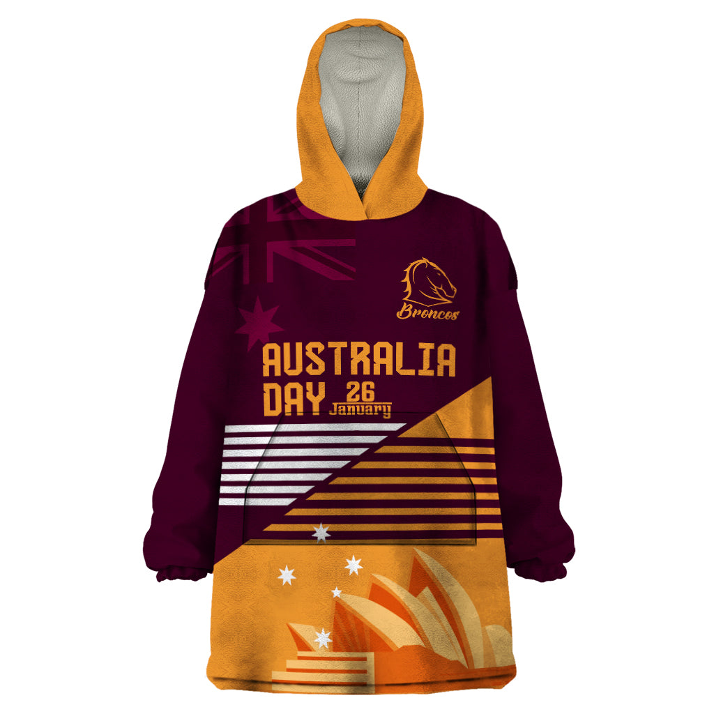 NRL Broncos Australia Day Custom Wearable Blanket Hoodie Sydney Opera House Style