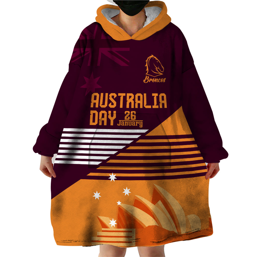 NRL Broncos Australia Day Custom Wearable Blanket Hoodie Sydney Opera House Style