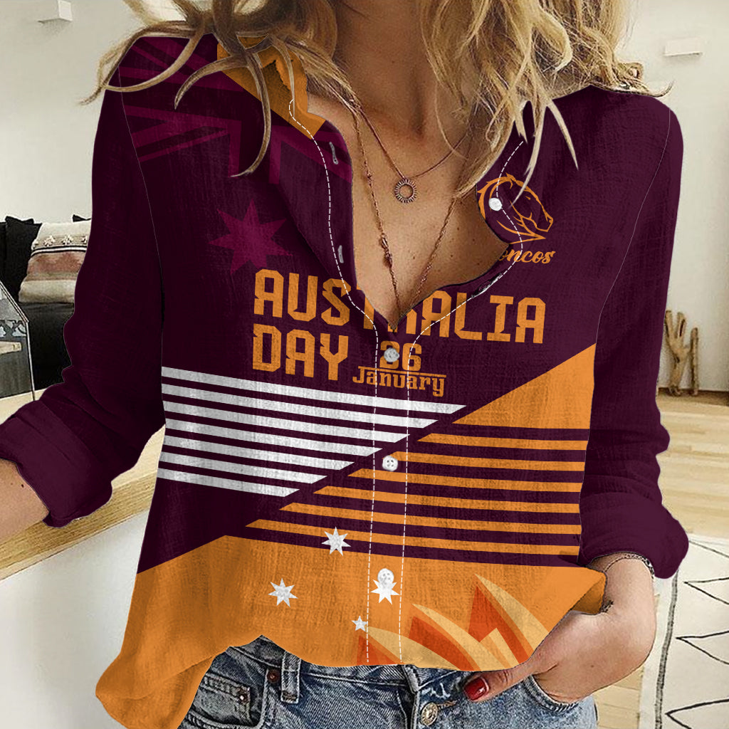 NRL Broncos Australia Day Custom Women Casual Shirt Sydney Opera House Style