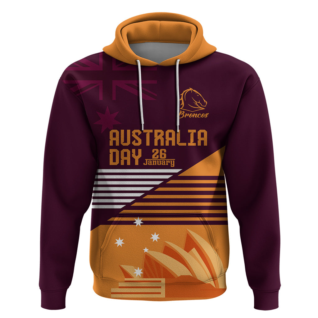 NRL Broncos Australia Day Custom Zip Hoodie Sydney Opera House Style