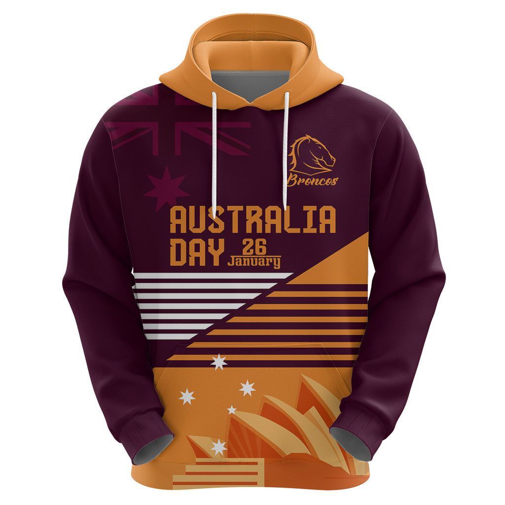 NRL Broncos Australia Day Custom Zip Hoodie Sydney Opera House Style