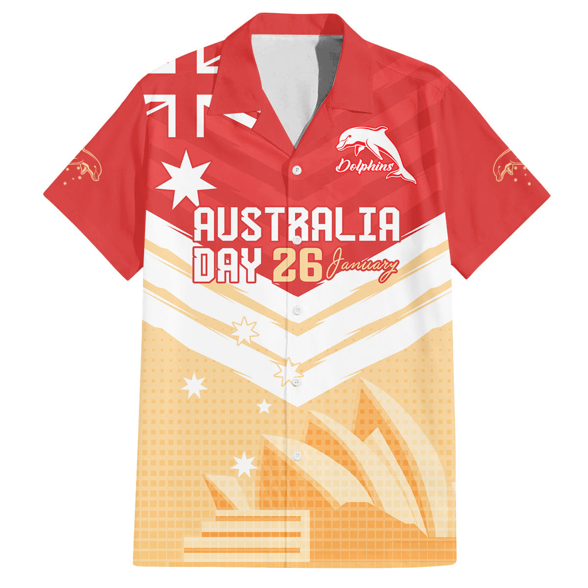 NRL Dolphins Australia Day Custom Family Matching Long Sleeve Bodycon Dress and Hawaiian Shirt Sydney Opera House Style