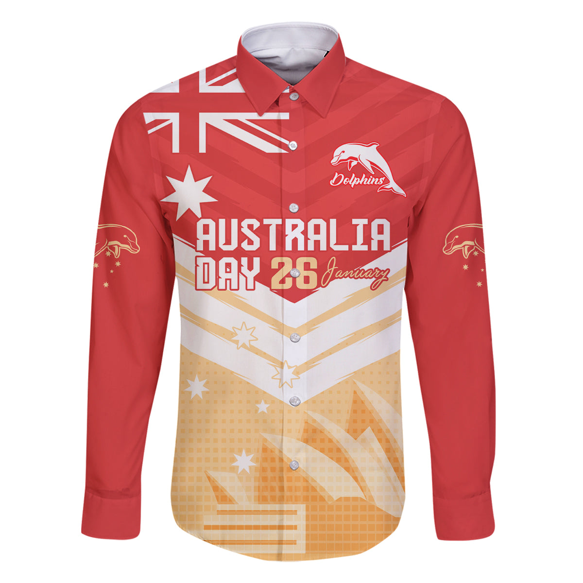 NRL Dolphins Australia Day Custom Family Matching Long Sleeve Bodycon Dress and Hawaiian Shirt Sydney Opera House Style