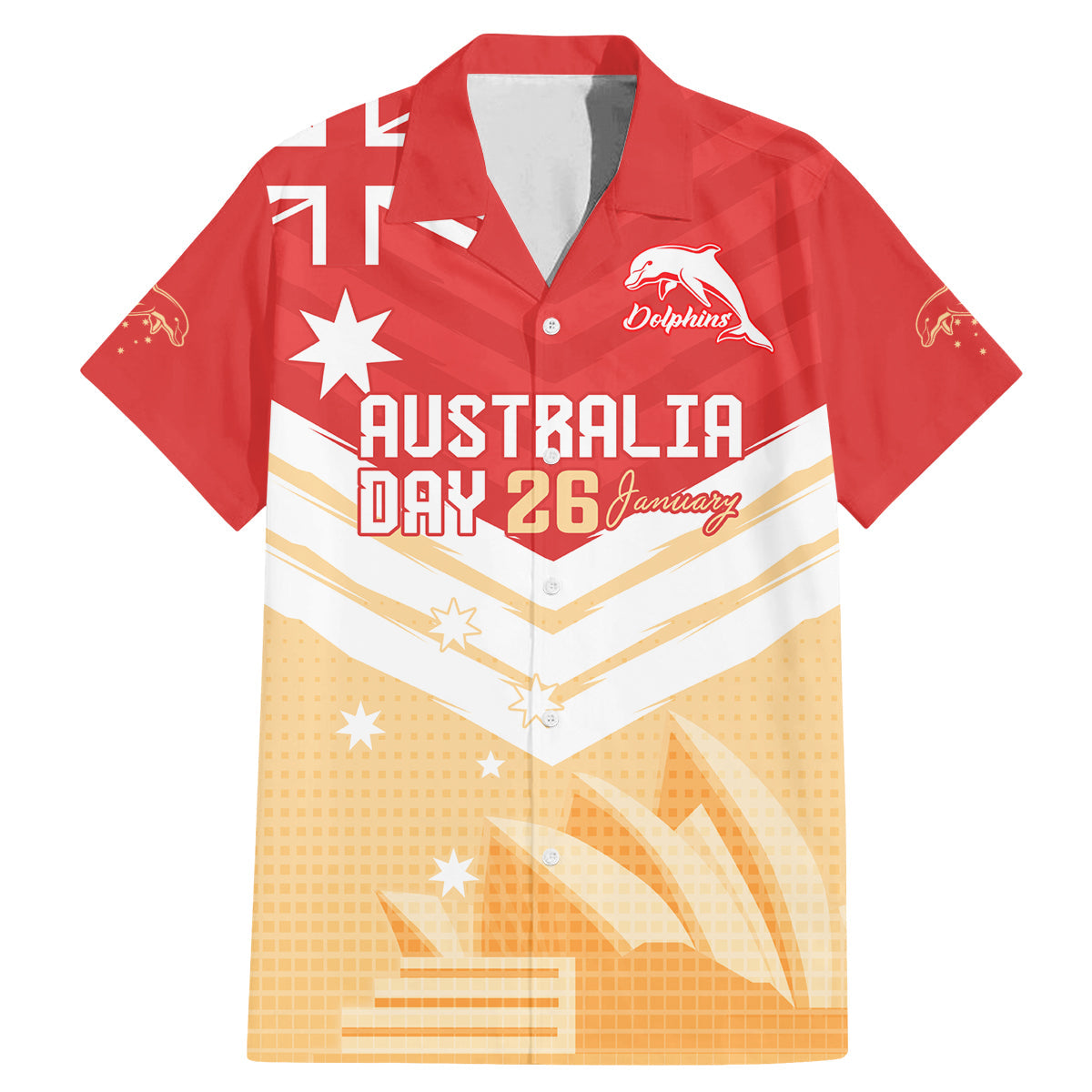 NRL Dolphins Australia Day Custom Family Matching Mermaid Dress and Hawaiian Shirt Sydney Opera House Style