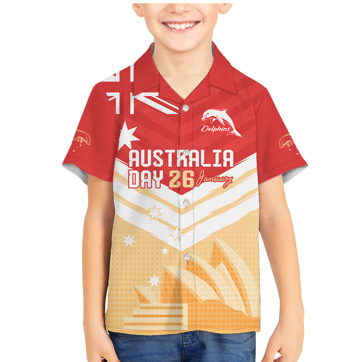 NRL Dolphins Australia Day Custom Family Matching Mermaid Dress and Hawaiian Shirt Sydney Opera House Style