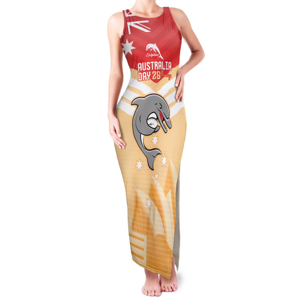 NRL Dolphins Australia Day Custom Family Matching Tank Maxi Dress and Hawaiian Shirt Sydney Opera House Style