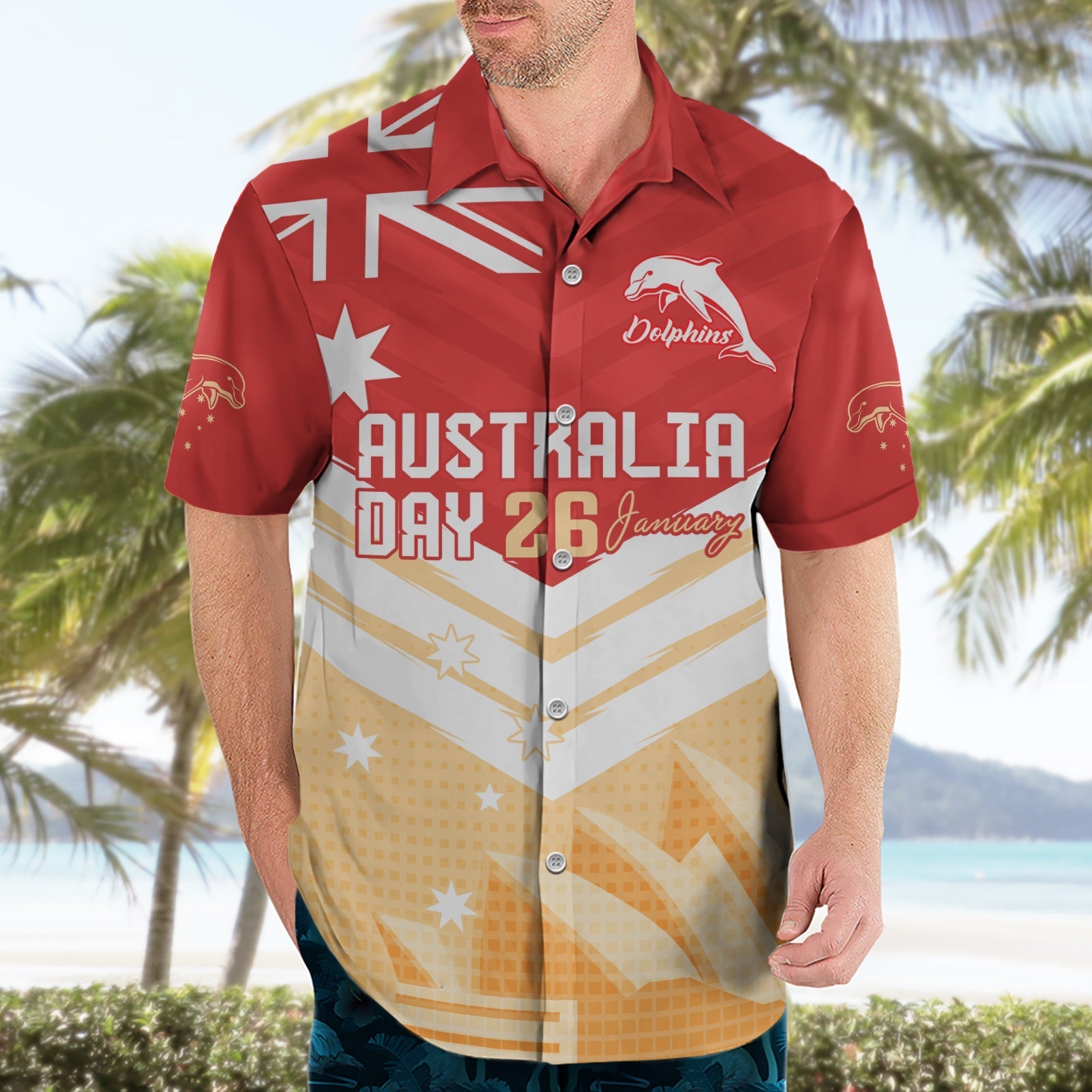 NRL Dolphins Australia Day Custom Hawaiian Shirt Sydney Opera House Style