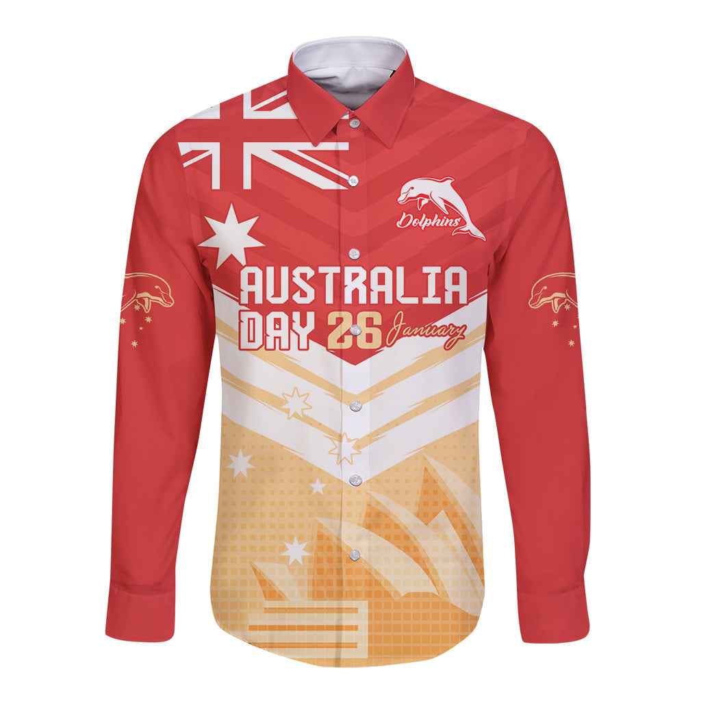 NRL Dolphins Australia Day Custom Long Sleeve Button Shirt Sydney Opera House Style