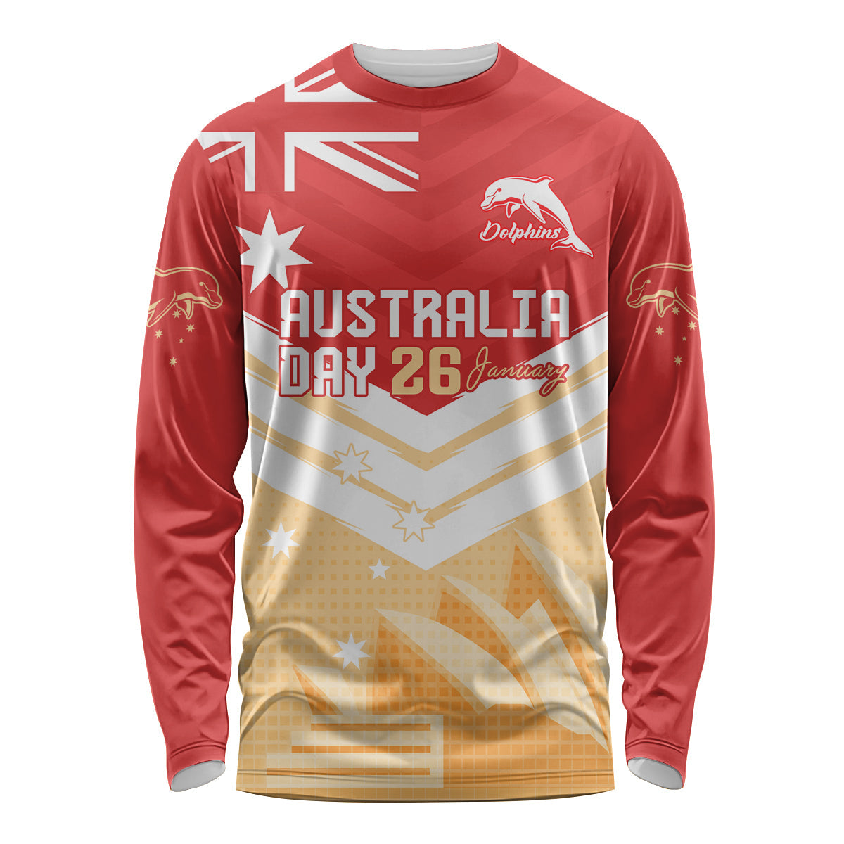 NRL Dolphins Australia Day Custom Long Sleeve Shirt Sydney Opera House Style