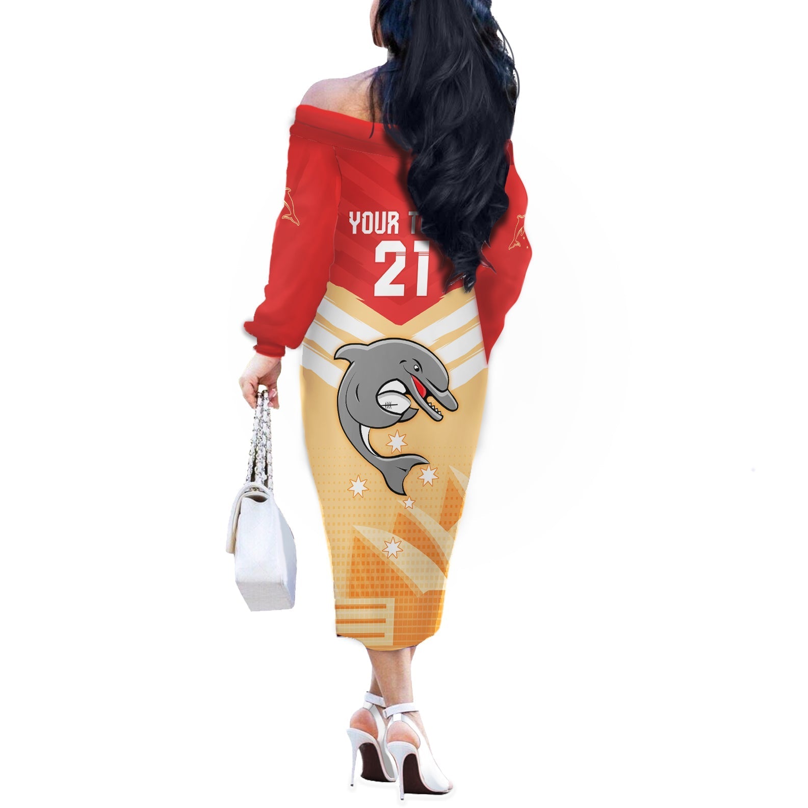 NRL Dolphins Australia Day Custom Off The Shoulder Long Sleeve Dress Sydney Opera House Style