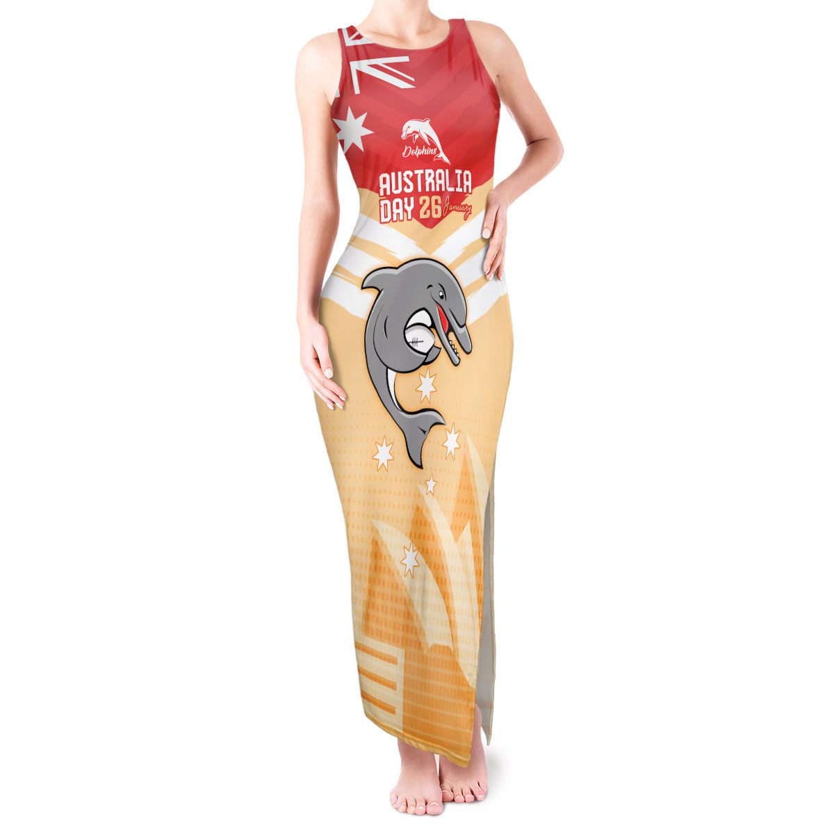 NRL Dolphins Australia Day Custom Tank Maxi Dress Sydney Opera House Style