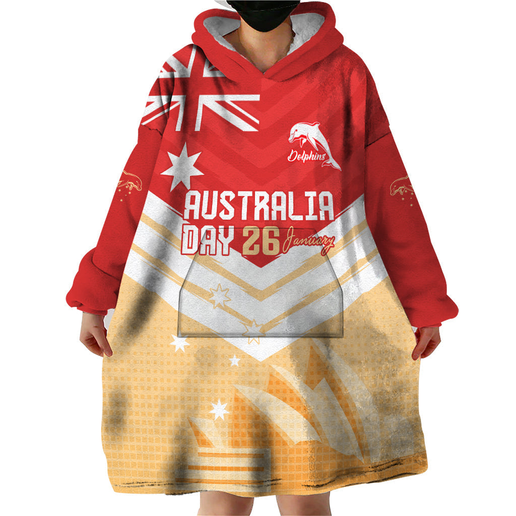 NRL Dolphins Australia Day Custom Wearable Blanket Hoodie Sydney Opera House Style