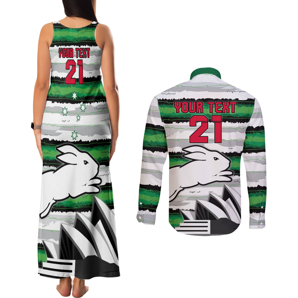 NRL Rabittohs Australia Day Custom Couples Matching Tank Maxi Dress and Long Sleeve Button Shirt Sydney Opera House Glory Glory