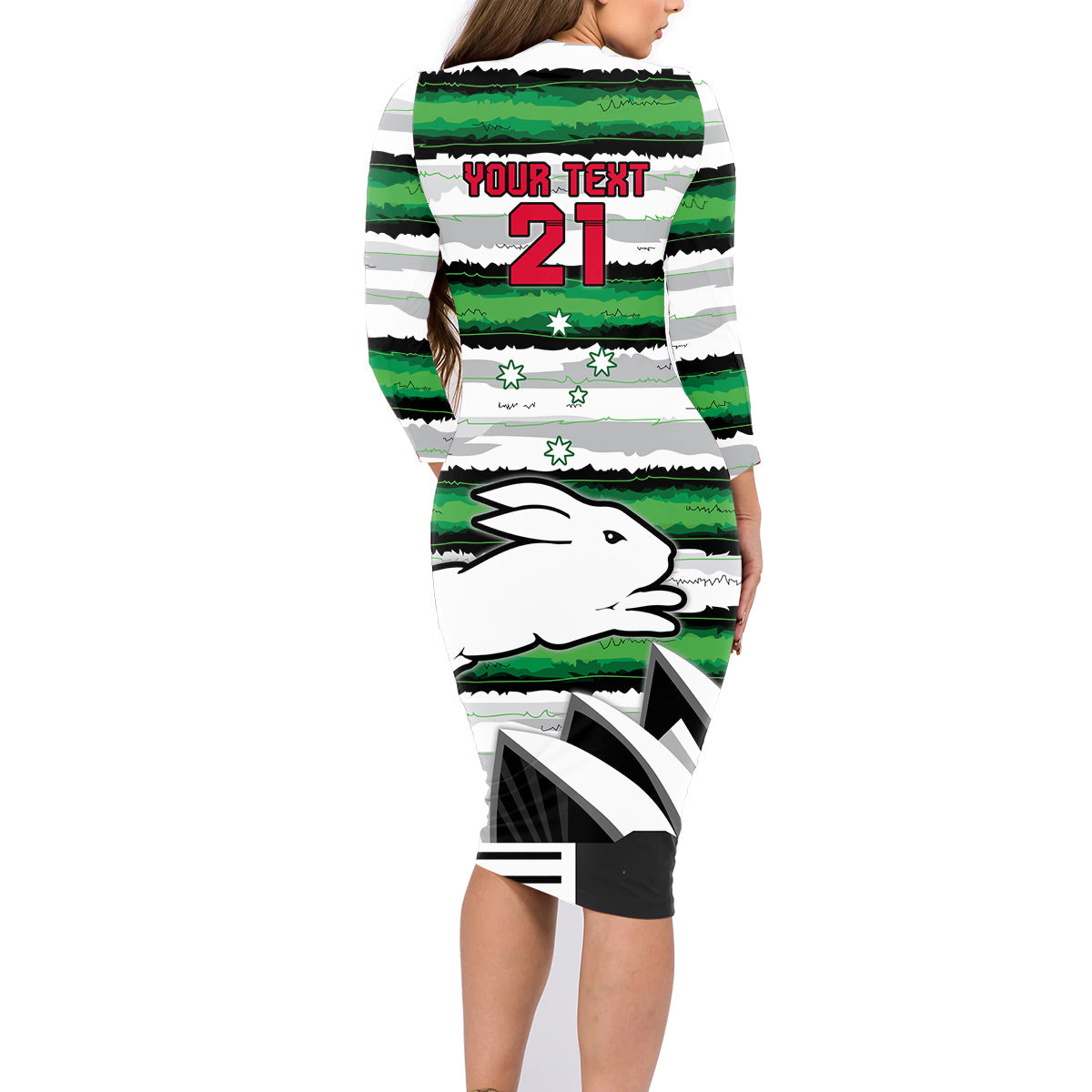 NRL Rabittohs Australia Day Custom Family Matching Long Sleeve Bodycon Dress and Hawaiian Shirt Sydney Opera House Glory Glory