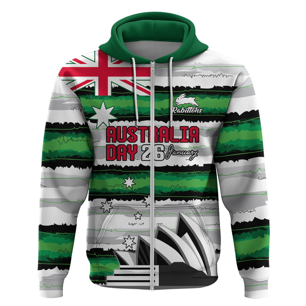 NRL Rabittohs Australia Day Custom Hoodie Sydney Opera House Glory Glory LT9 - Vibe Hoodie Shop