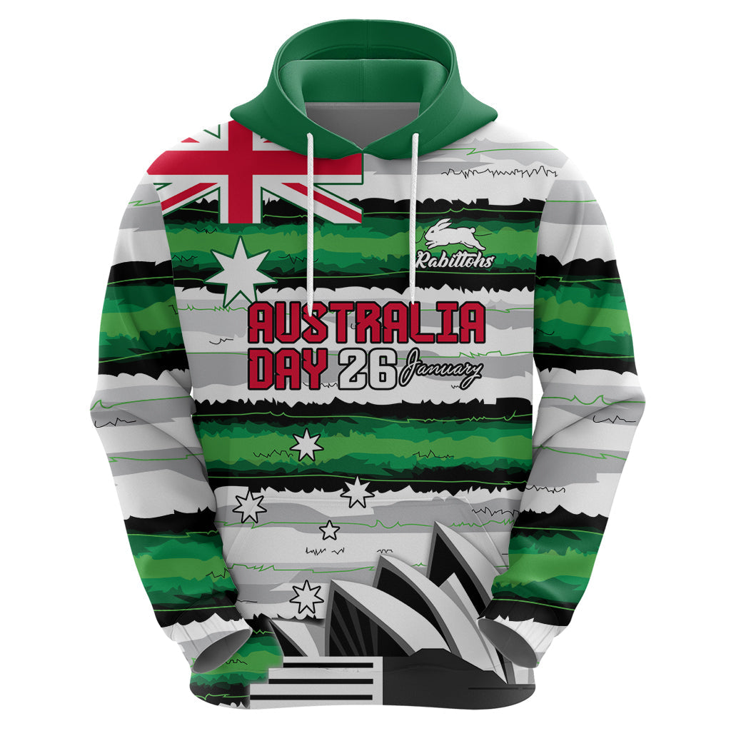 NRL Rabittohs Australia Day Custom Hoodie Sydney Opera House Glory Glory LT9 - Vibe Hoodie Shop