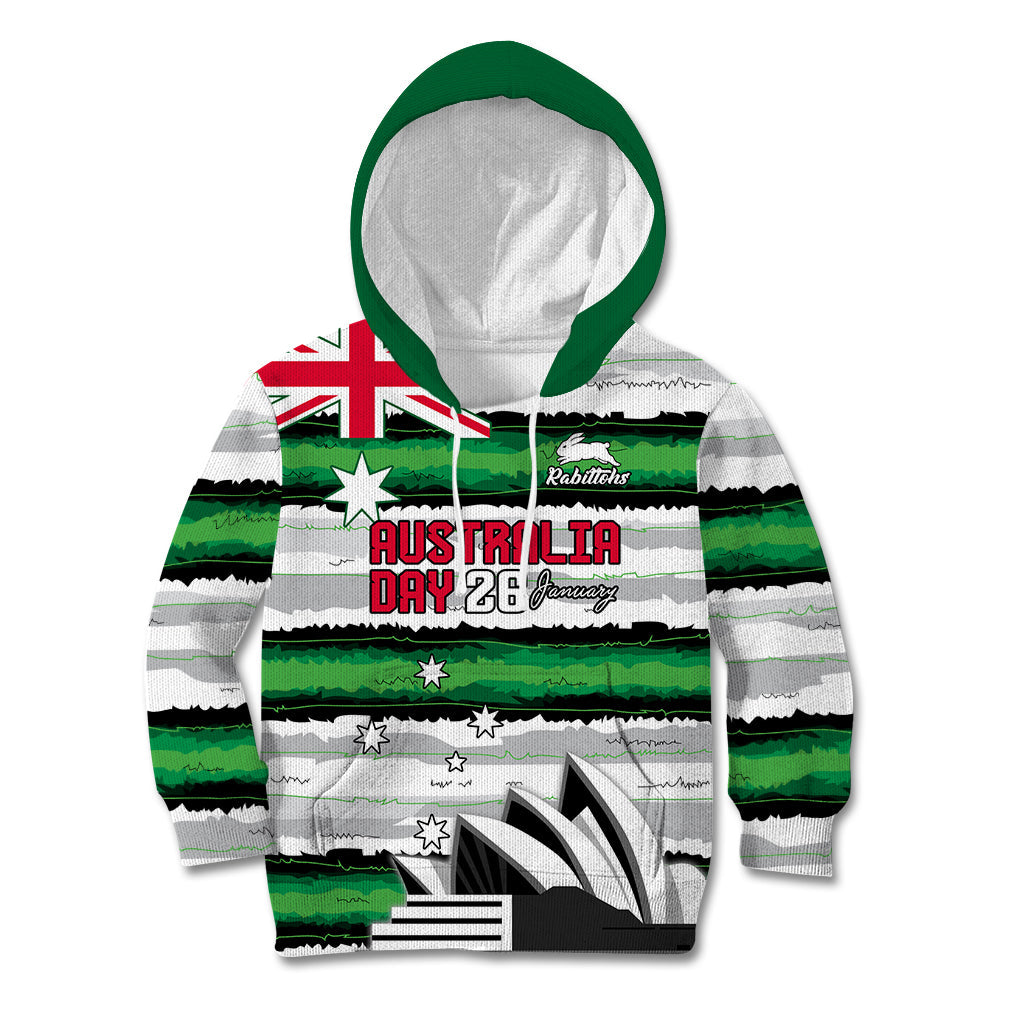 NRL Rabittohs Australia Day Custom Kid Hoodie Sydney Opera House Glory Glory - Vibe Hoodie Shop