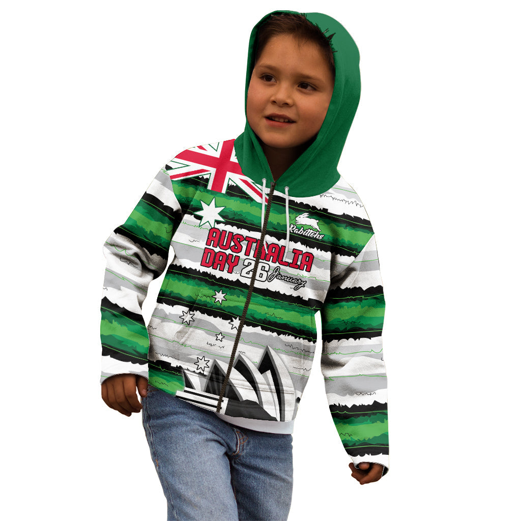 NRL Rabittohs Australia Day Custom Kid Hoodie Sydney Opera House Glory Glory - Vibe Hoodie Shop