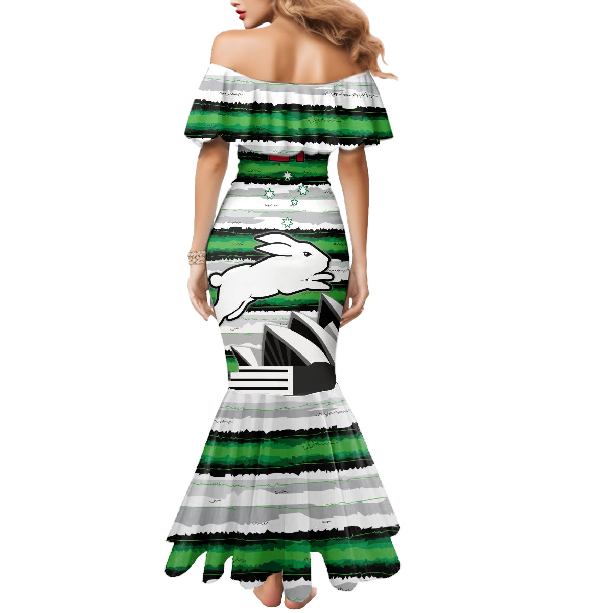 NRL Rabittohs Australia Day Custom Mermaid Dress Sydney Opera House Glory Glory