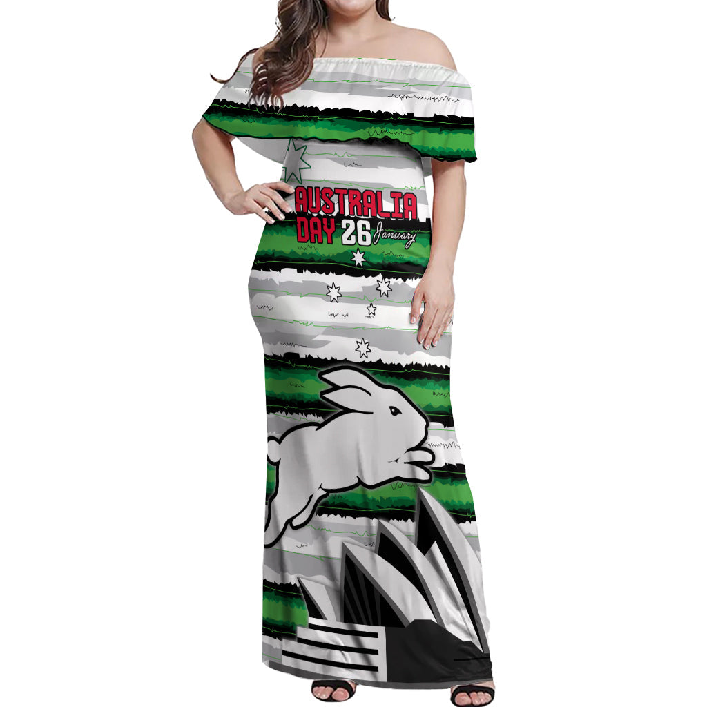 NRL Rabittohs Australia Day Custom Off Shoulder Maxi Dress Sydney Opera House Glory Glory