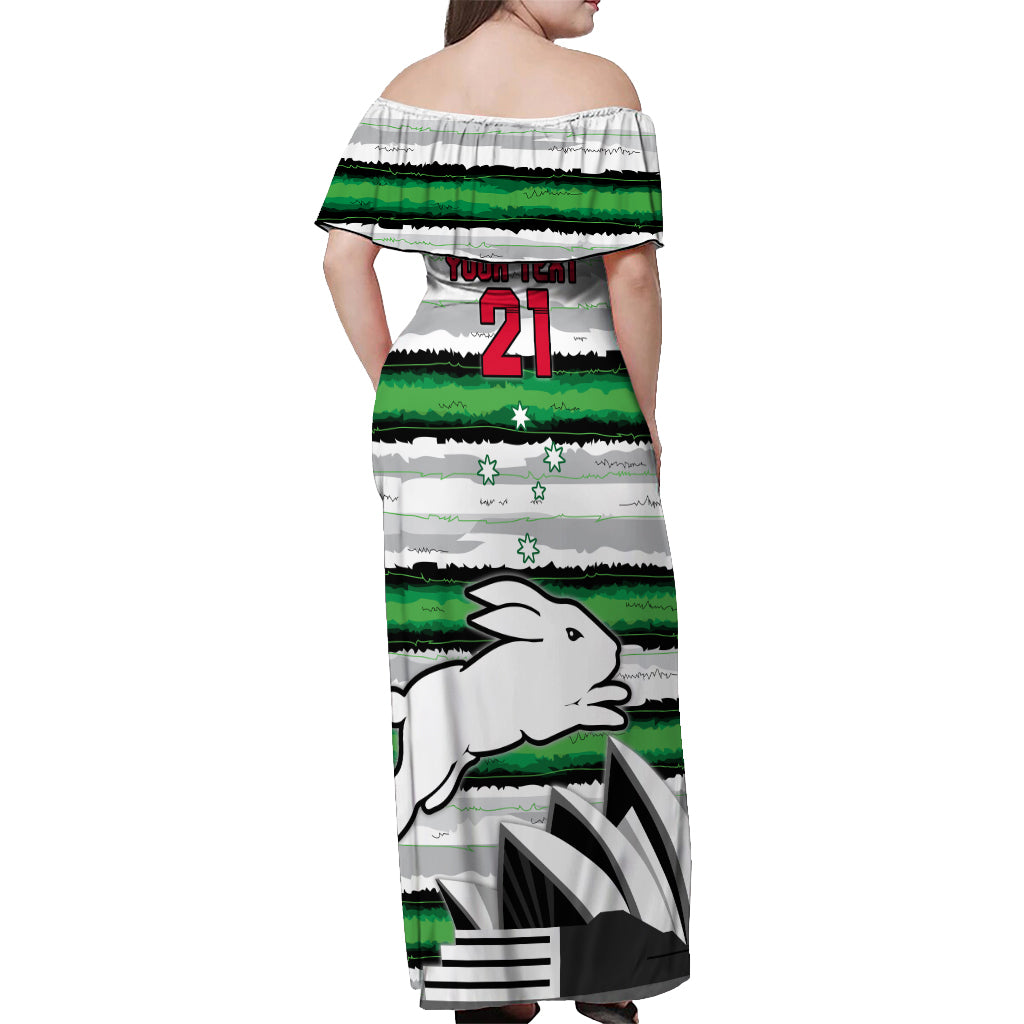 NRL Rabittohs Australia Day Custom Off Shoulder Maxi Dress Sydney Opera House Glory Glory