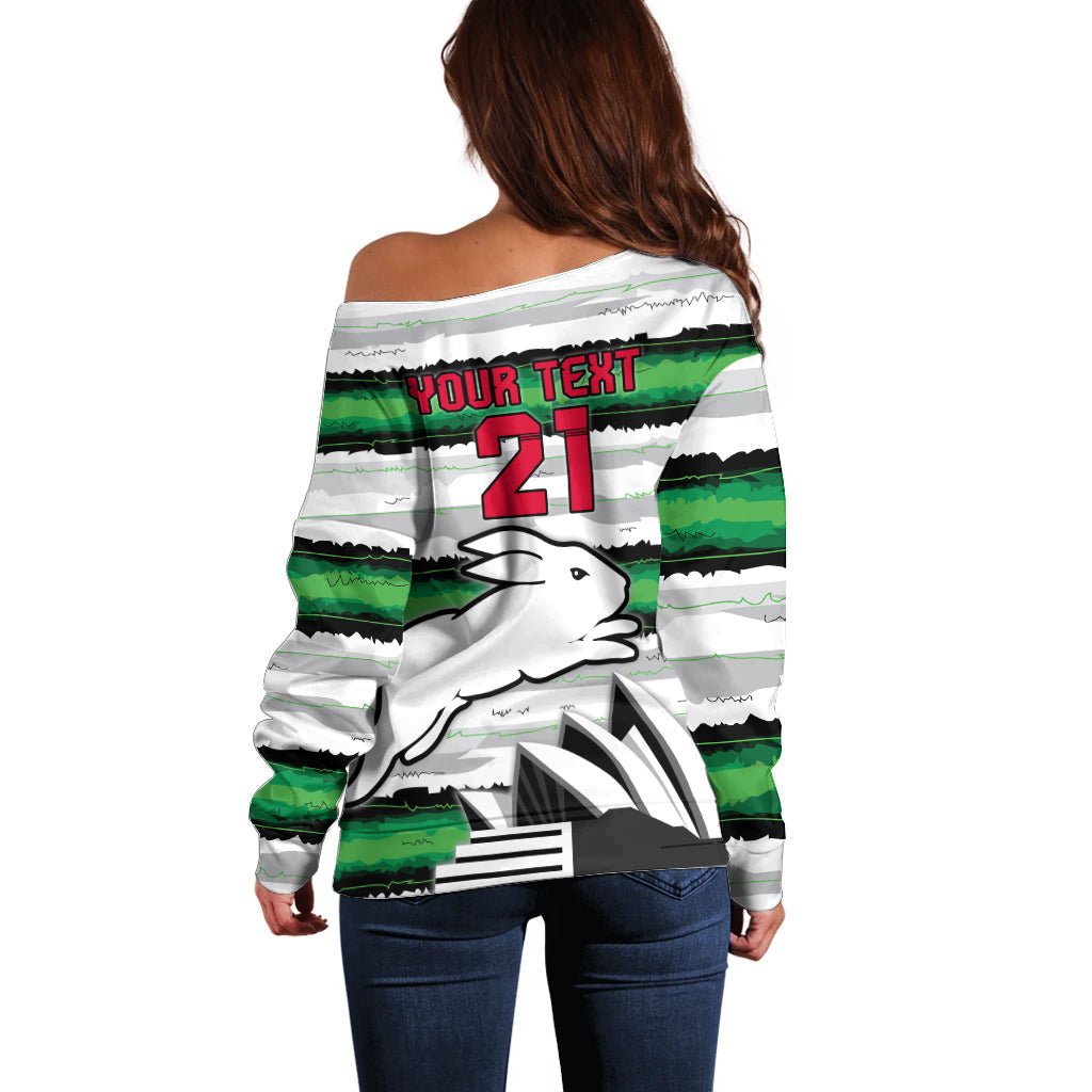 NRL Rabittohs Australia Day Custom Off Shoulder Sweater Sydney Opera House Glory Glory - Vibe Hoodie Shop