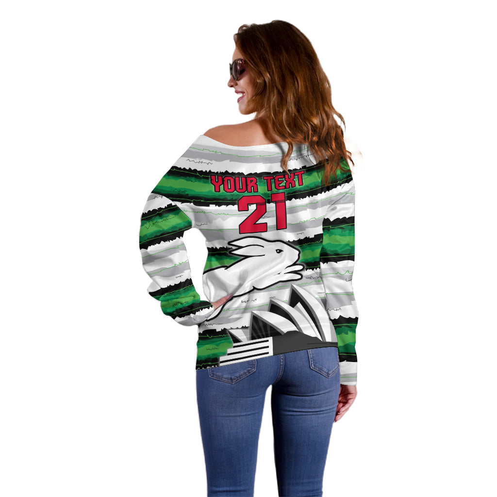 NRL Rabittohs Australia Day Custom Off Shoulder Sweater Sydney Opera House Glory Glory - Vibe Hoodie Shop