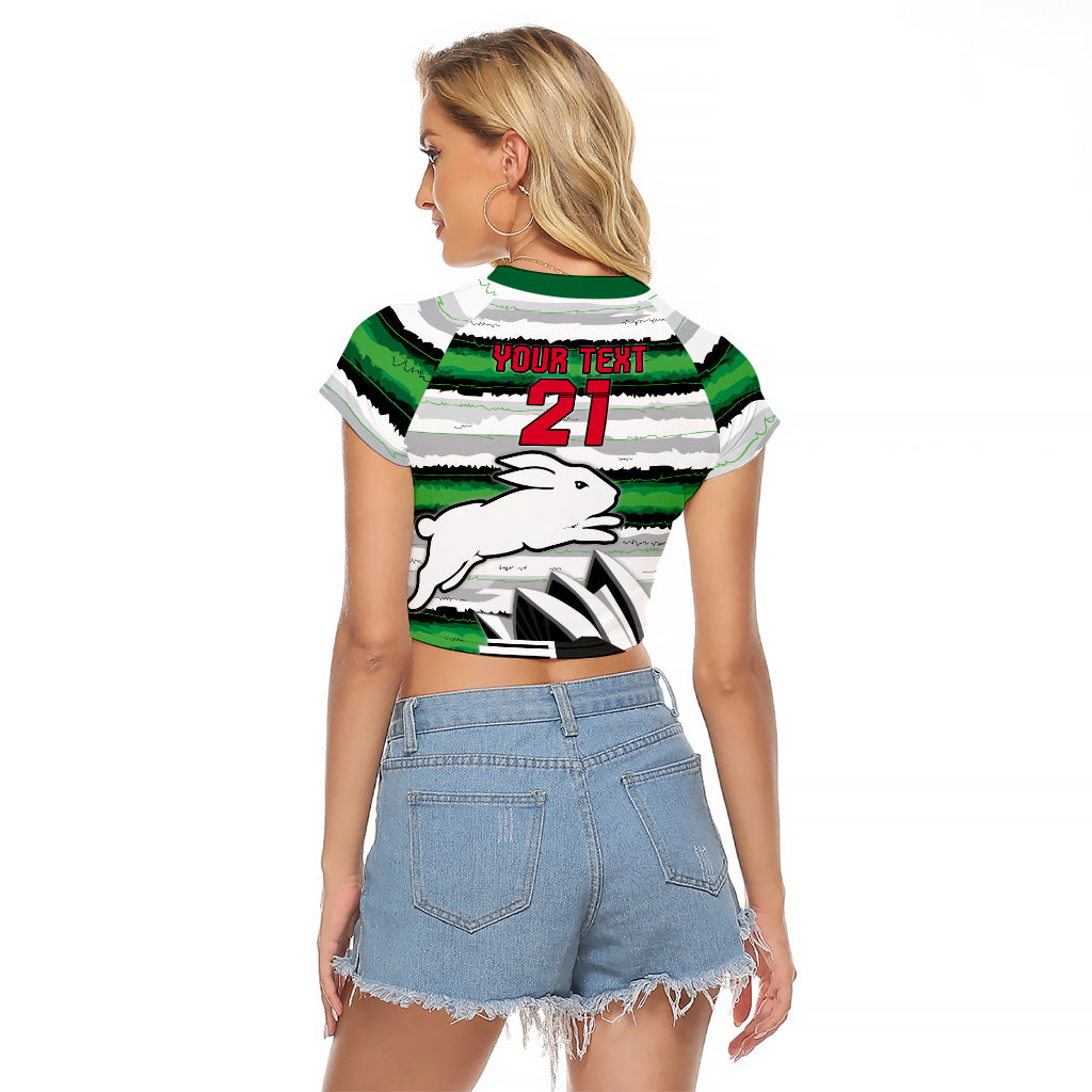 NRL Rabittohs Australia Day Custom Raglan Cropped T Shirt Sydney Opera House Glory Glory - Vibe Hoodie Shop