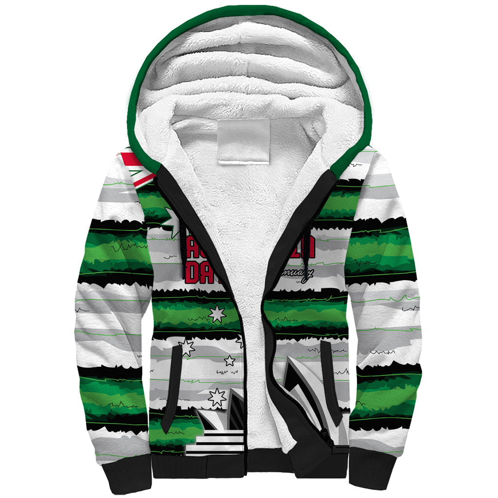 NRL Rabittohs Australia Day Custom Sherpa Hoodie Sydney Opera House Glory Glory - Vibe Hoodie Shop