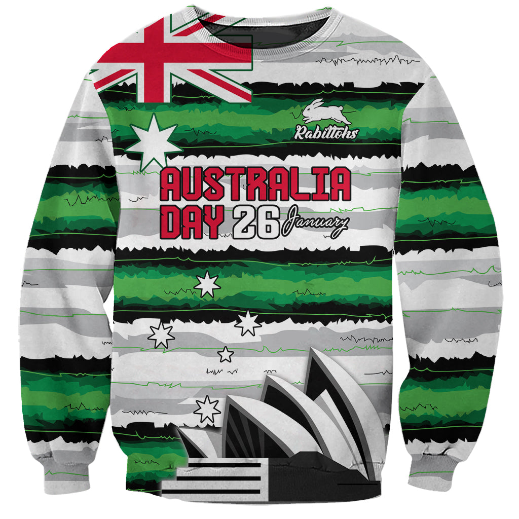 NRL Rabittohs Australia Day Custom Sweatshirt Sydney Opera House Glory Glory - Vibe Hoodie Shop