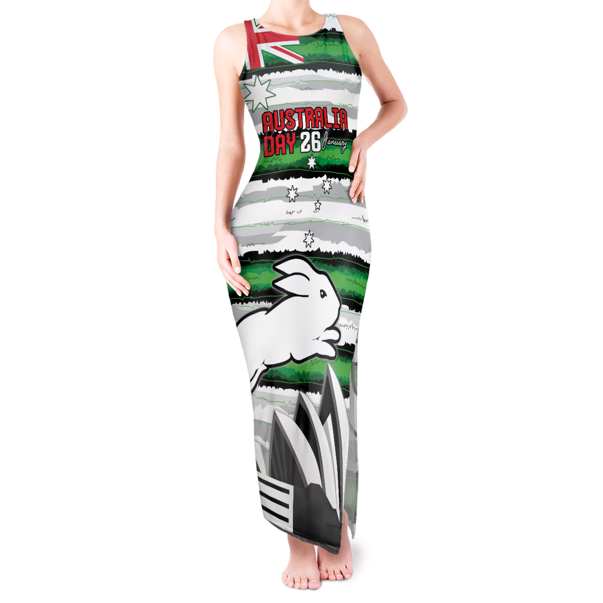 NRL Rabittohs Australia Day Custom Tank Maxi Dress Sydney Opera House Glory Glory