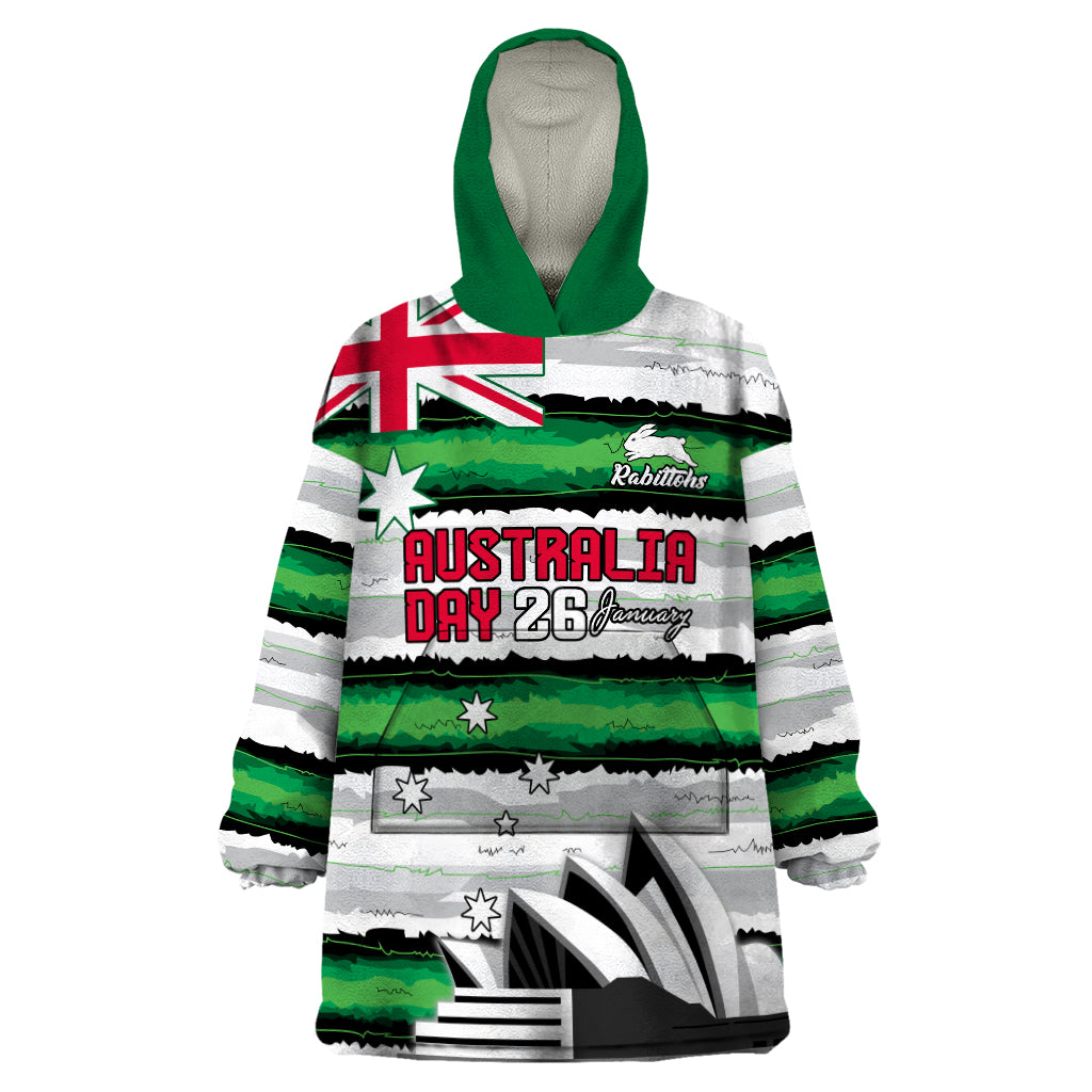 NRL Rabittohs Australia Day Custom Wearable Blanket Hoodie Sydney Opera House Glory Glory - Vibe Hoodie Shop