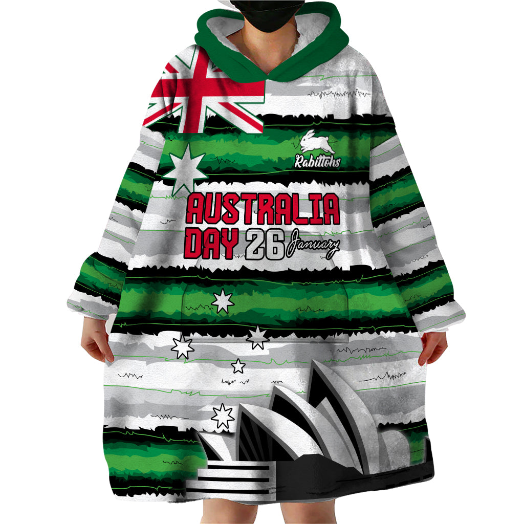 NRL Rabittohs Australia Day Custom Wearable Blanket Hoodie Sydney Opera House Glory Glory - Vibe Hoodie Shop