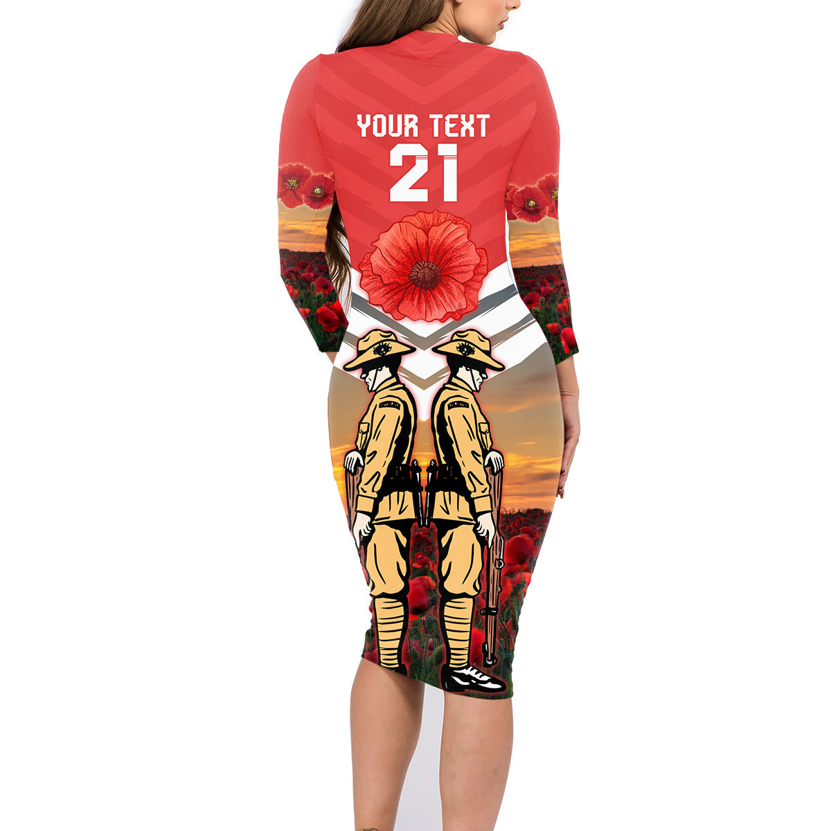 Custom Dolphins Rugby ANZAC Day Family Matching Long Sleeve Bodycon Dress and Hawaiian Shirt Soldiers Poppy Field 2024