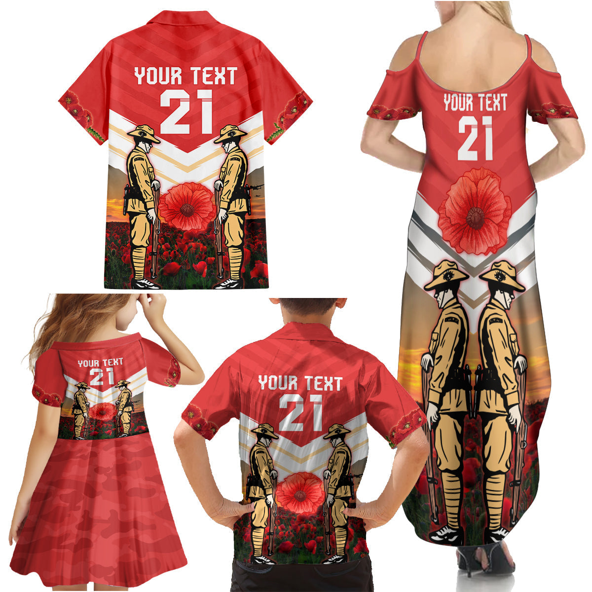 Custom Dolphins Rugby ANZAC Day Family Matching Summer Maxi Dress and Hawaiian Shirt Soldiers Poppy Field 2024