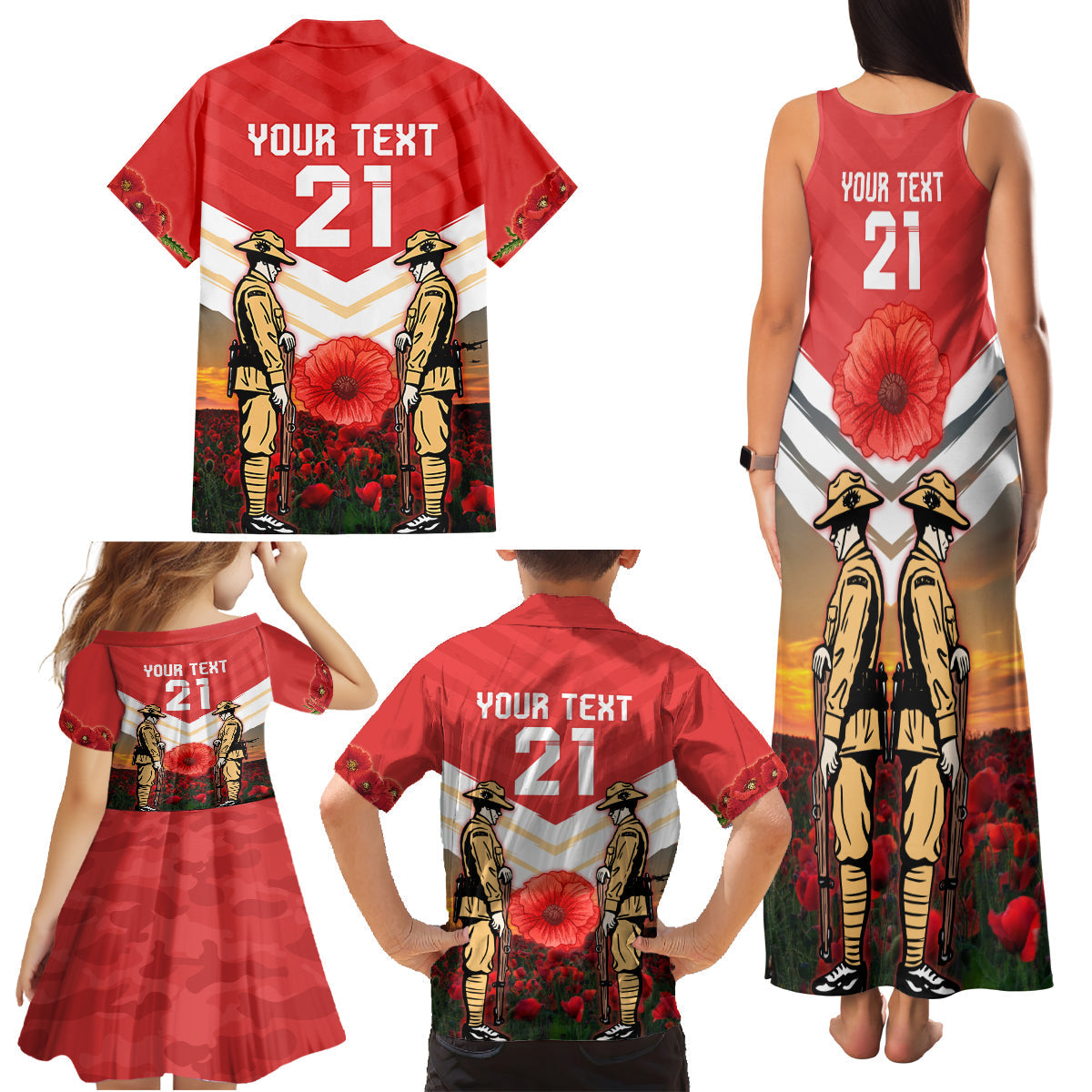 Custom Dolphins Rugby ANZAC Day Family Matching Tank Maxi Dress and Hawaiian Shirt Soldiers Poppy Field 2024