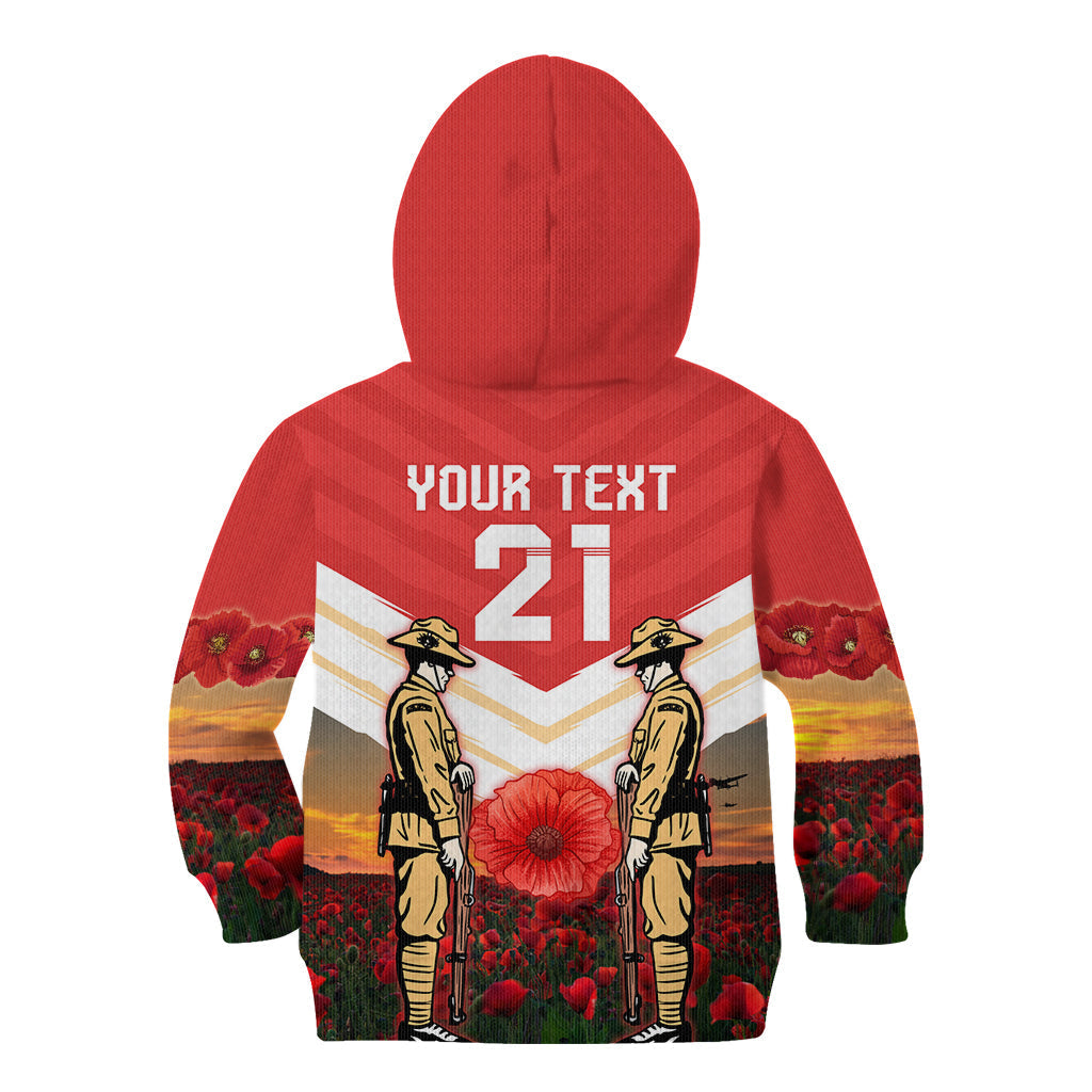 Custom Dolphins Rugby ANZAC Day Kid Hoodie Soldiers Poppy Field 2024