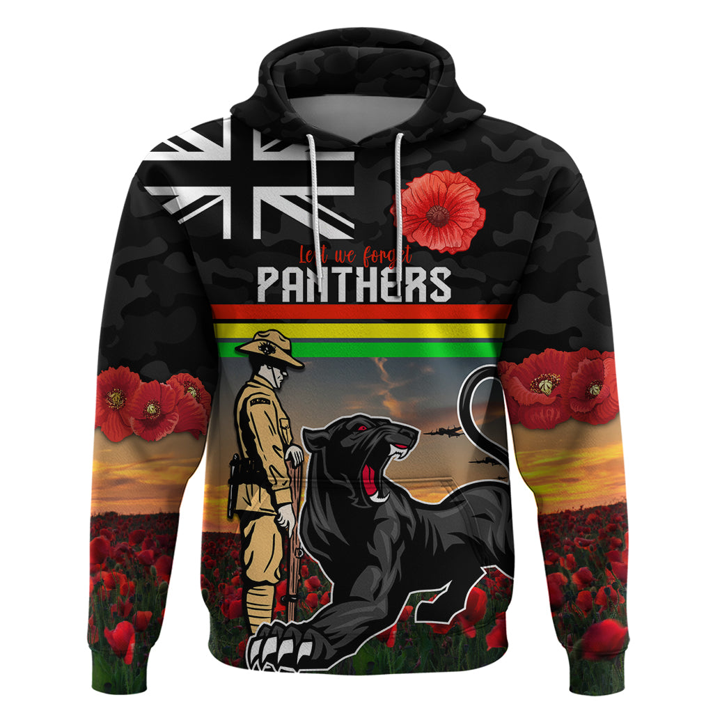 Custom Panthers Rugby ANZAC Day Hoodie Soldiers Poppy Field 2024 LT9 - Vibe Hoodie Shop