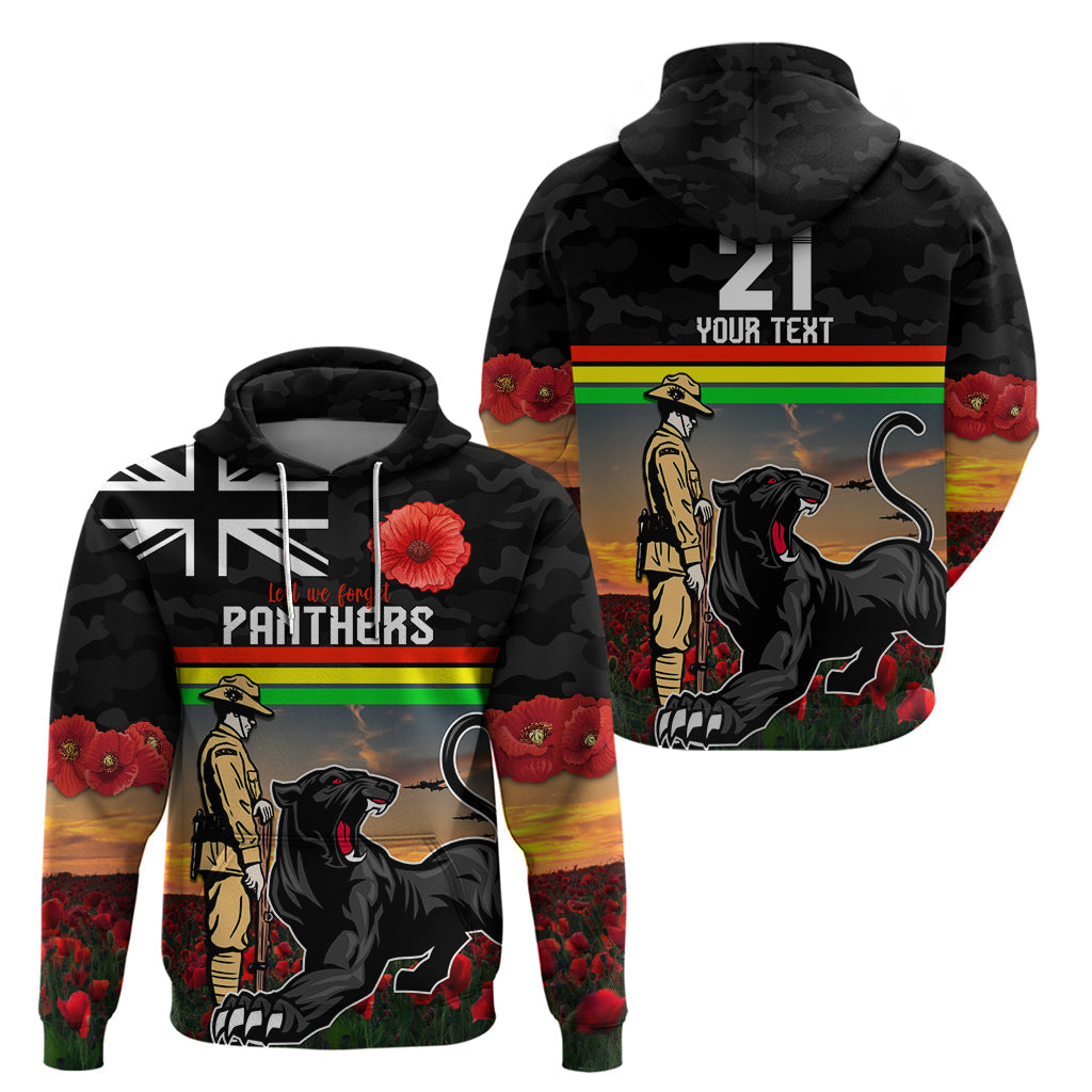 Custom Panthers Rugby ANZAC Day Hoodie Soldiers Poppy Field 2024 LT9 - Vibe Hoodie Shop